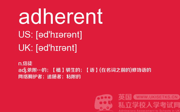 【adherent】 - UKiset备考词汇